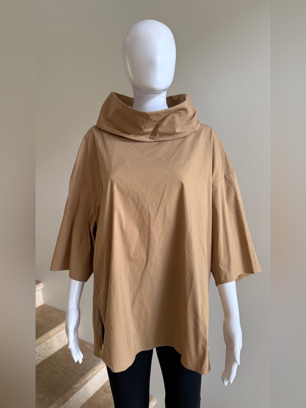 COS Cowl Neck Top Blouse Tunic Shirt Size 10, Tan